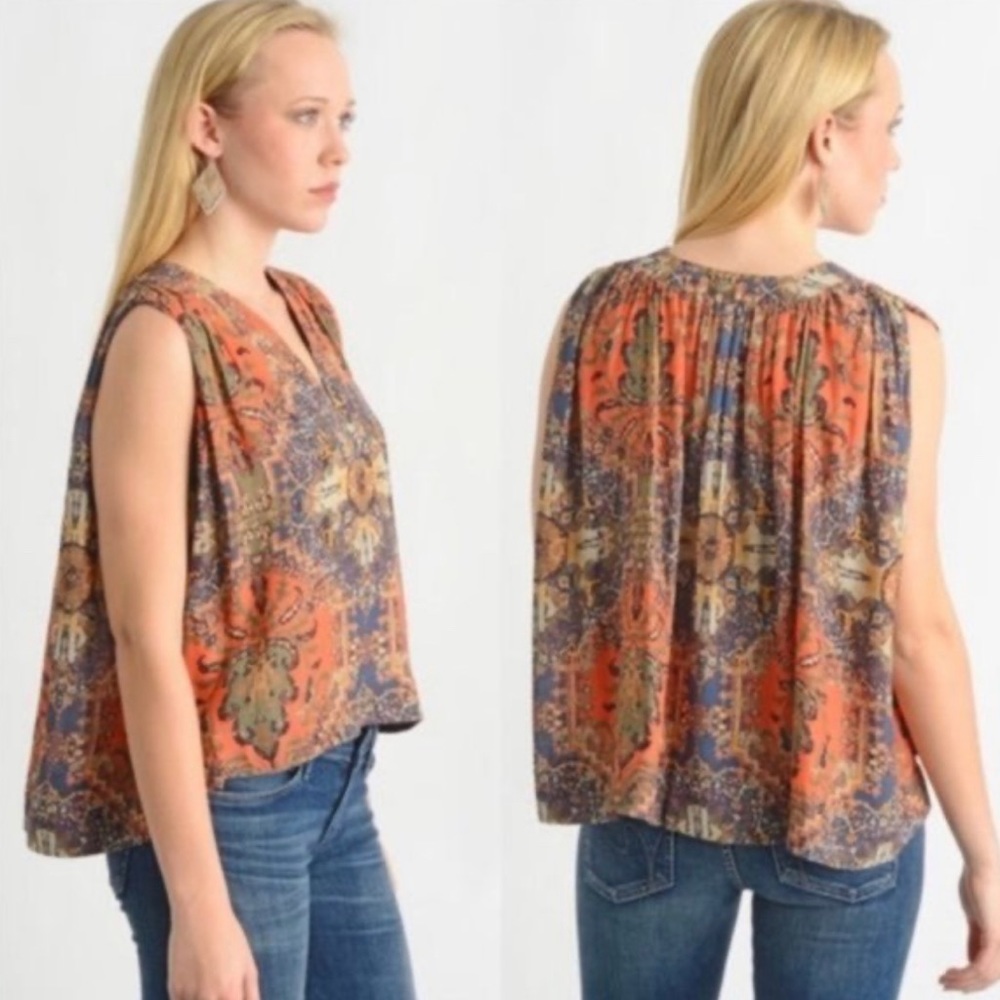 Free People Darcy Swing Hi-Low Sleeveless Blouse